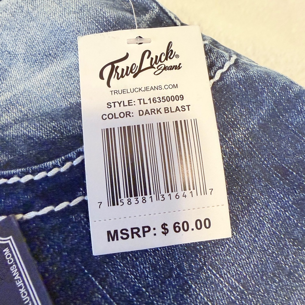 True Luck Jeans - Men's Dark Wash Bootcut Jeans - Picture 6 of 11